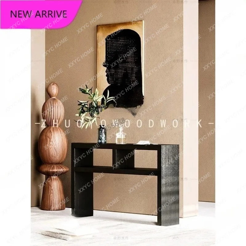 

L Solid wood entrance table Retro entrance table against the wall Living room log decorative strip case