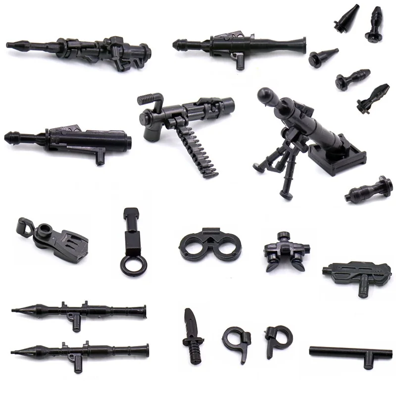 Heavy Machine Gun Justin Gatlin Handcuffs Flippers Soldier Figures Moc Minifigurine Parts Accessories Building Bricks Blocks Toy