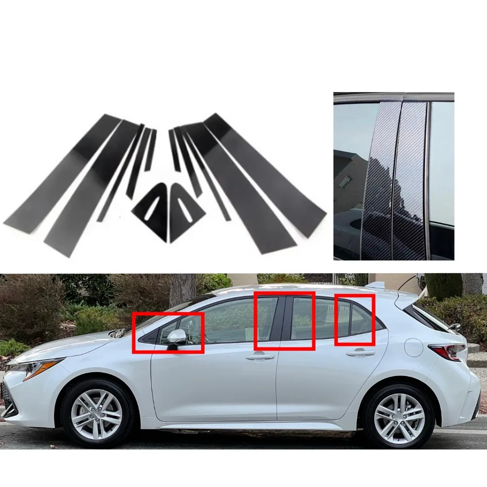 12pcs Fit For Toyota Corolla (E210) Hatchback 2019 2020 2021 2022 2023 Gloss Black Pillar Posts Door Trim Moulding Window Cover