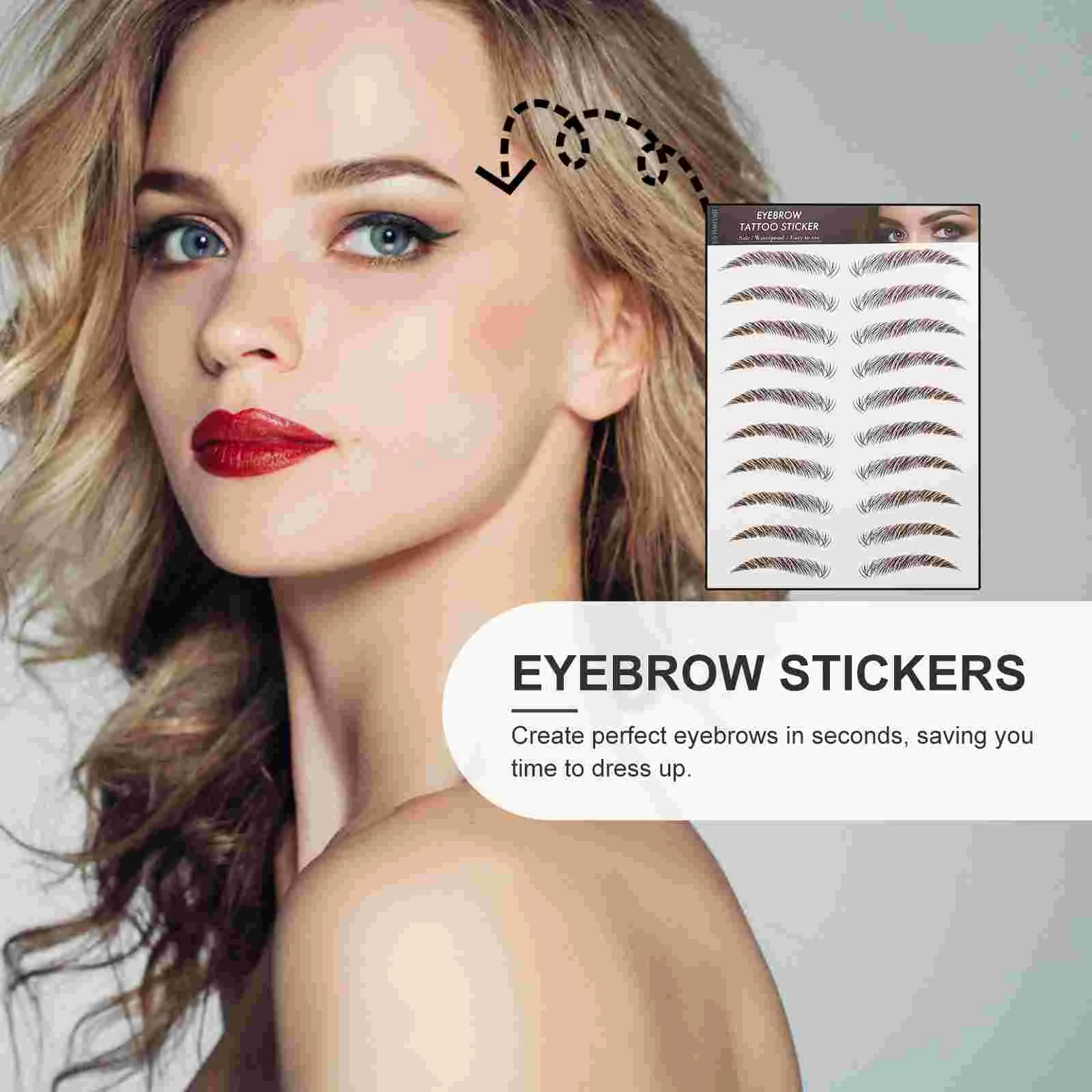 9 Sheets Waterproof Eyebrow Stickers Artificial Tattoos Lines Makeup Temporary Imitation Transfer Stencils Tool Fake