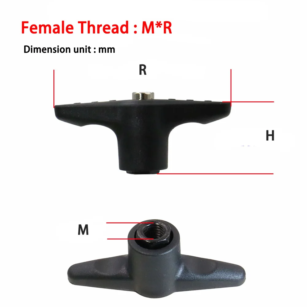1 قطعة البلاستيك T-شكل مقبض قابل للتعديل المسمار النايلون فراشة تعديل الذاتي قفل مقبض ثابت M5 M6 M8 M10 M12