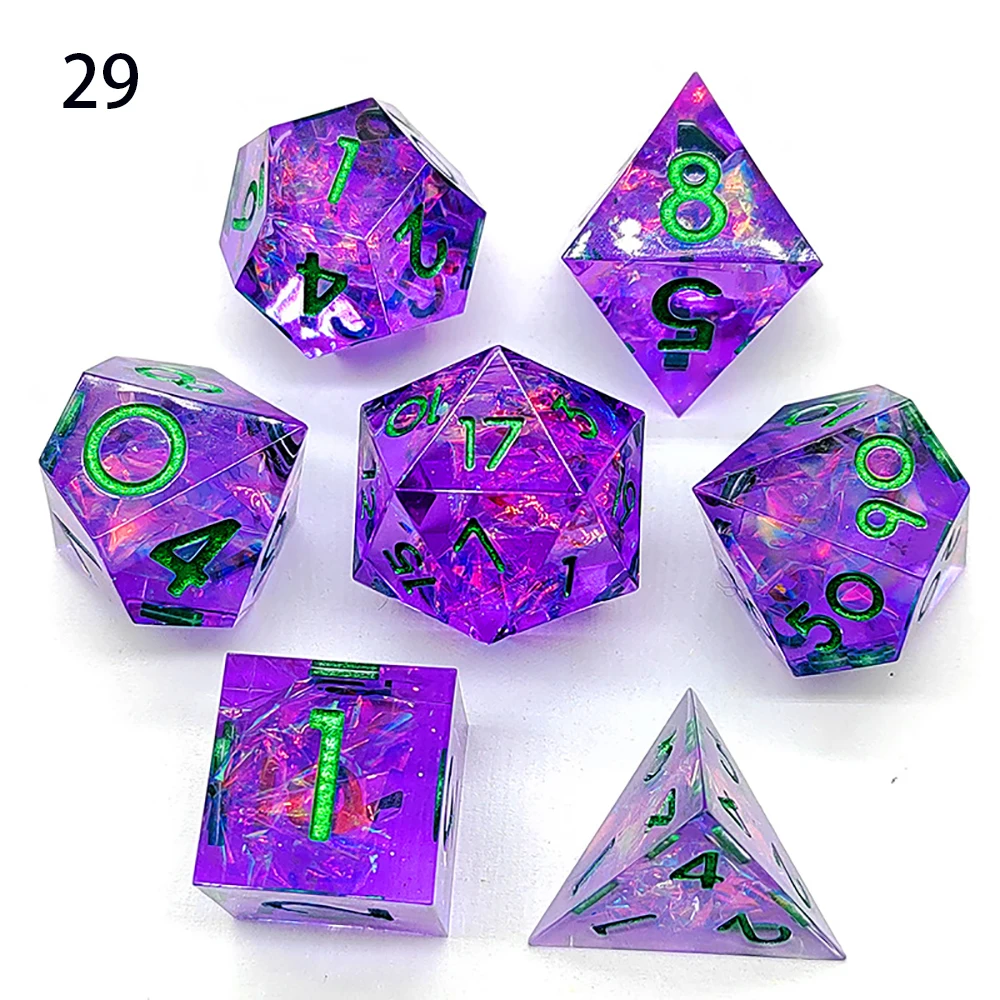 DND Resin Dice Sharp Edge Number Polyhedral Resin Dice D+D Dice Set For Dungeon and Dragon Pathfinder Role Playing Game(RPG)/MTG