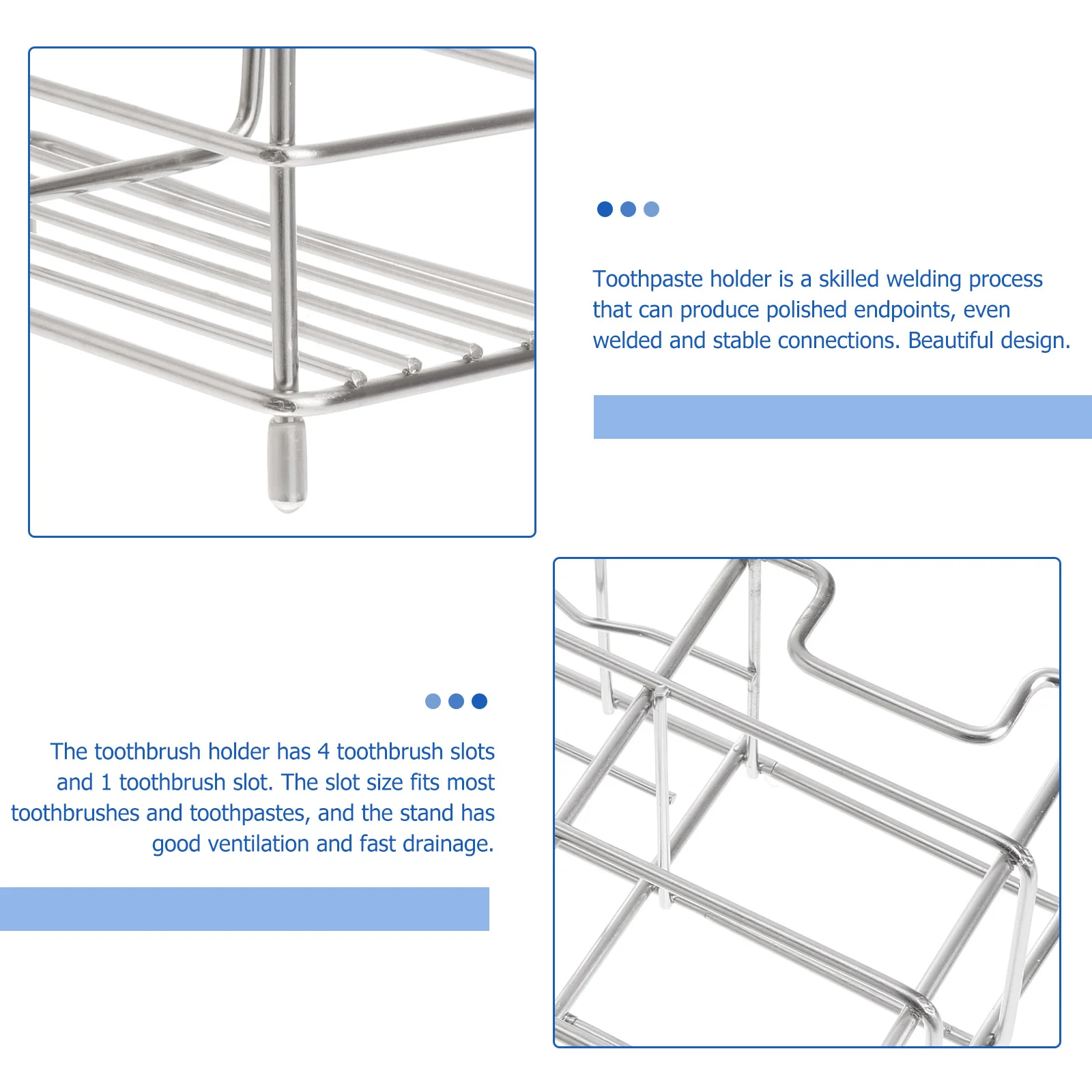 

Toothbrush Drain Rack Sturdy and Equipped with Rubber Pads No Shake Or Fall Neat and Clean Toothpaste Shelf