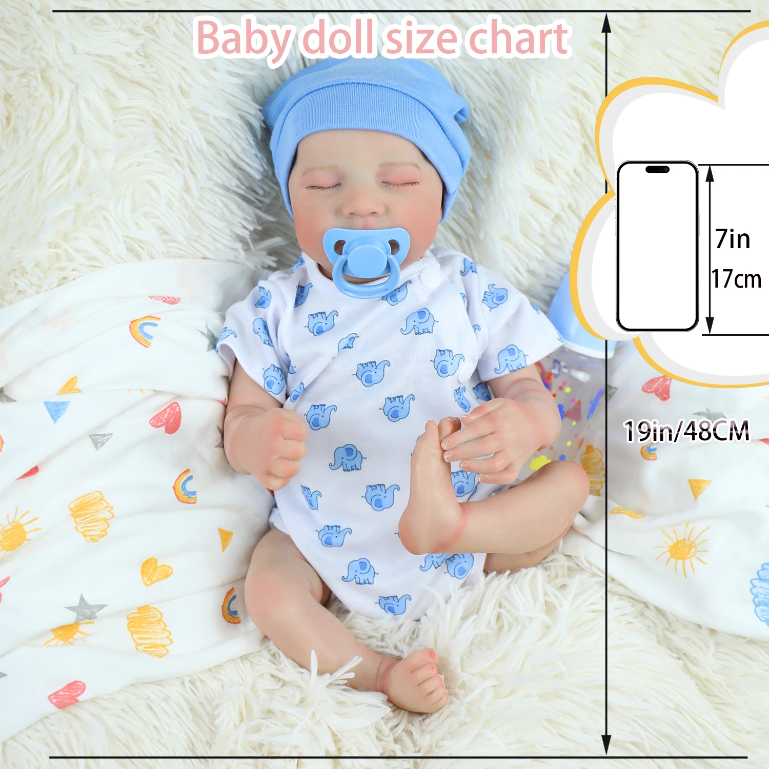 Lifereborn Bambole Reborn realistiche da 19 pollici Vinile morbido Giocattolo neonato realistico fatto a mano per regali di Natale per ragazze per bambini