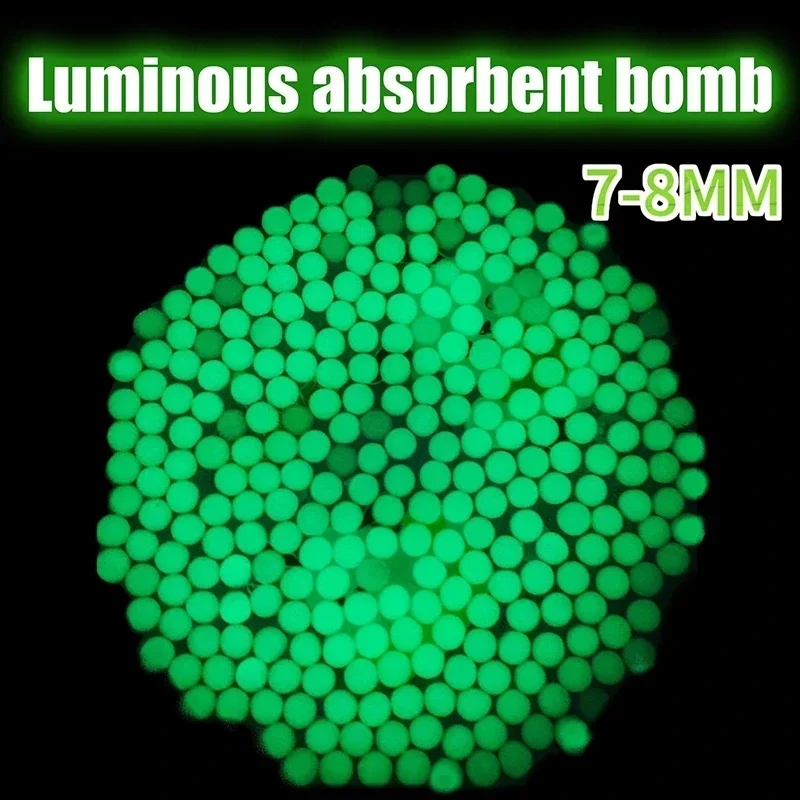 Bolas de Gel que brillan en la oscuridad, bolas de Gel de 7mm-8mm, bola mágica verde fluorescente, bola de agua de Gel luminosa