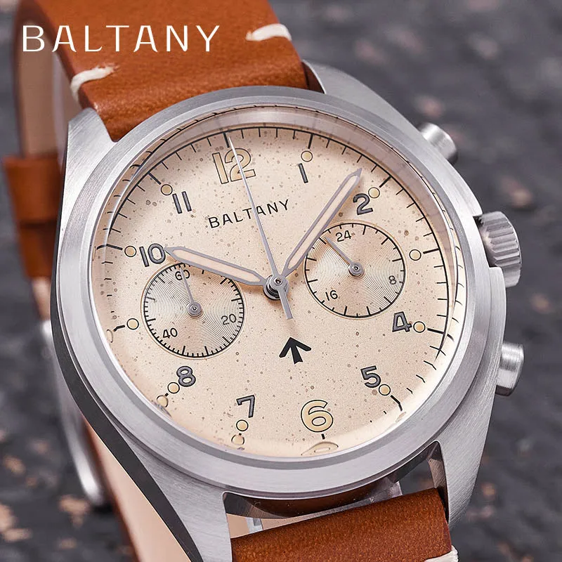 Baltany Military Multifunction Wristwatches S5044 VK64 Movement Sapphire Crystal 5ATM Stainless Steel Men's Chrono Quartz Watch