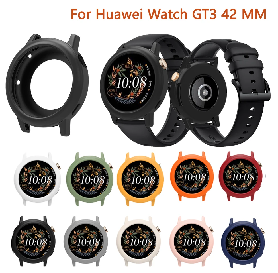 Silicone Watch case For Huawei watch GT3 42MM Smart watch Protective Cover case Tpu Frame Bumper Hollow Shell Watch Accessories