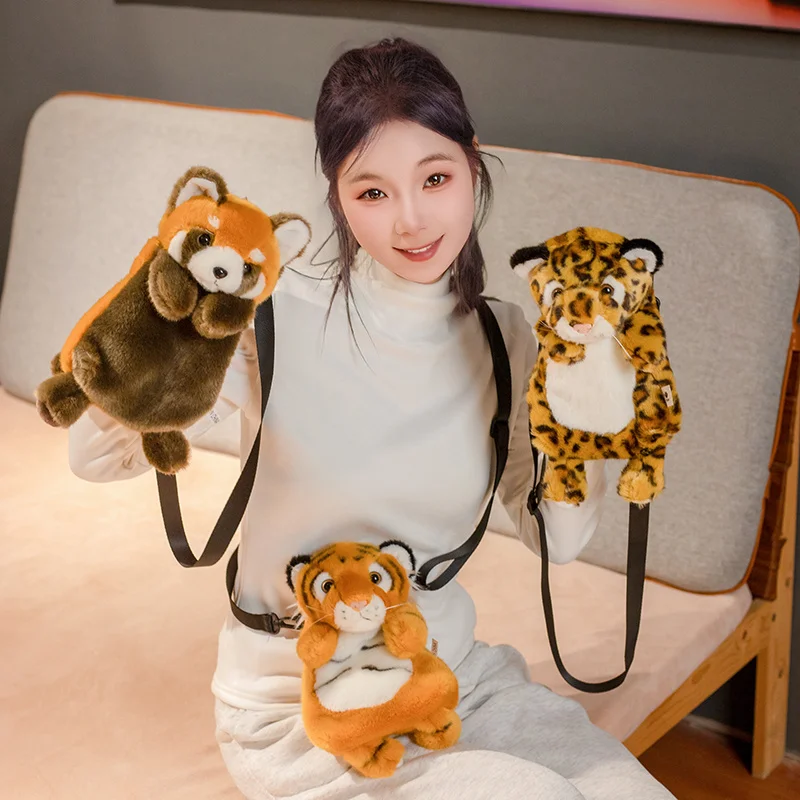 動物シミュレーションバッグ,シングルショルダーバッグ,調節可能なクロスボディベルト,ショッピングウォレット,ギフト,ヒョウ,アライグマ,トラ,コアラ,30cm