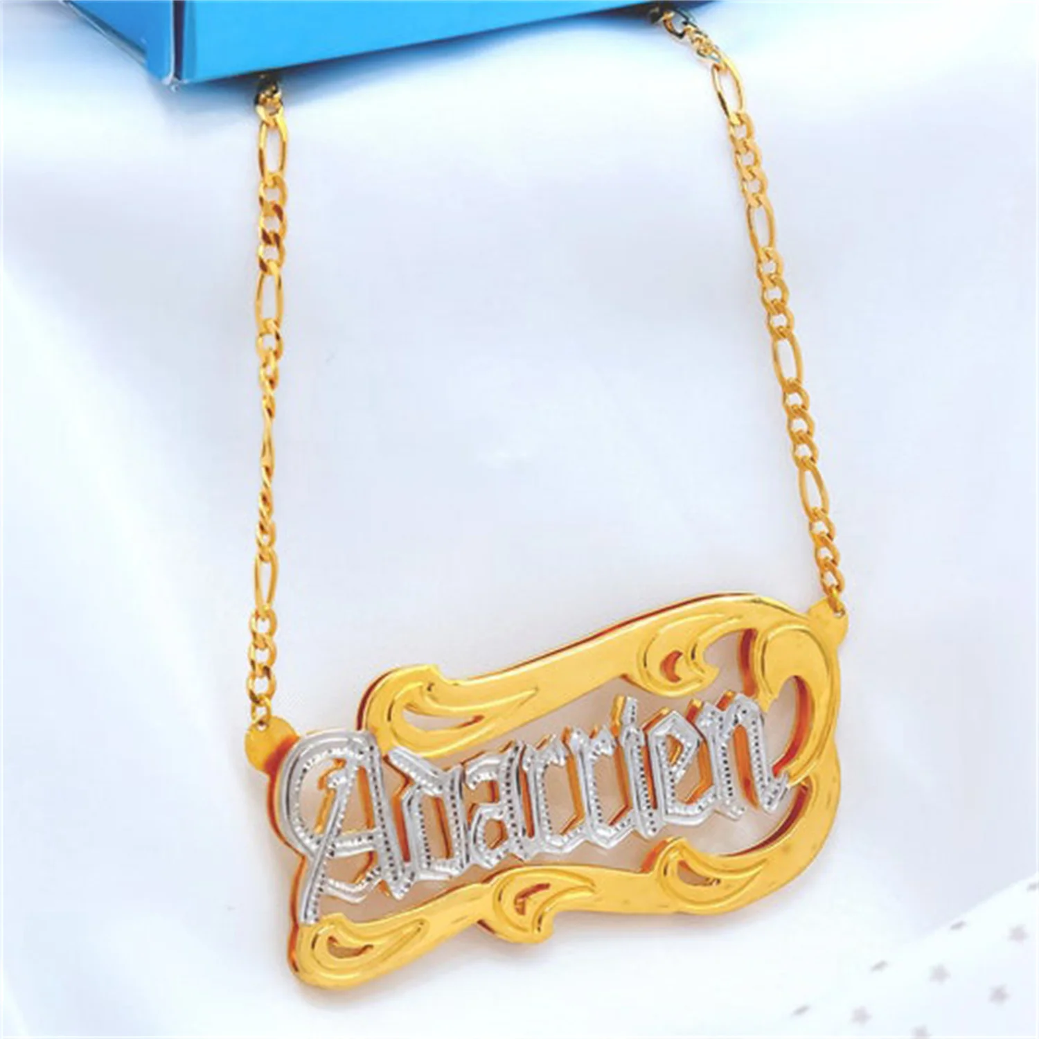 Vintage Font Custom 3D Waves Name Necklace Name Necklace 18k Gold Plated Stainless Steel Personalized Pendant Women Jewelry Gift