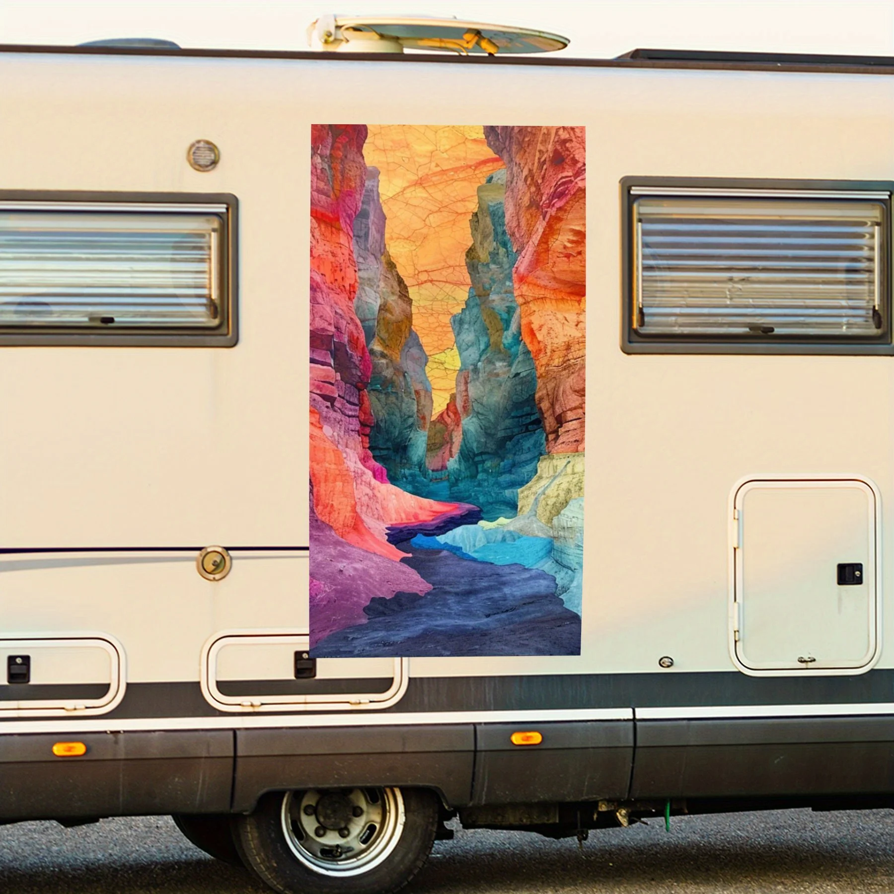 

Colorful Canyon Art Car Sticker,Vinyl Decal for motorhome car door, waterproof self-adhesive vinyl sticker on the side of the RV
