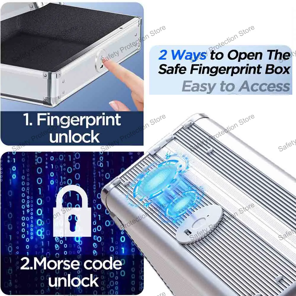 Imagem -06 - Fingerprint Safe Box para Jóias Gun Safe Jóias Privacidade Security Storage Box Código Morse Lock Intelligent Secret Hidden Safe