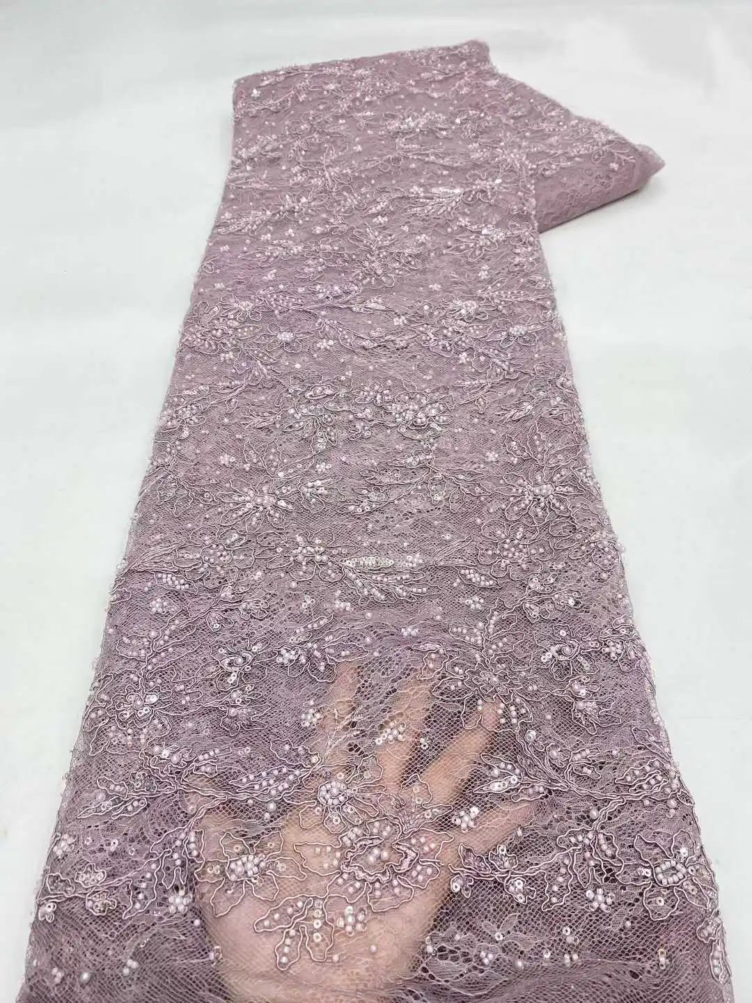 

Роскошная африканская кружевная ткань с блестками и бисером 2026, высокое качество, нигерийская свадебная вышивка для жениха, французский тюль, шитье