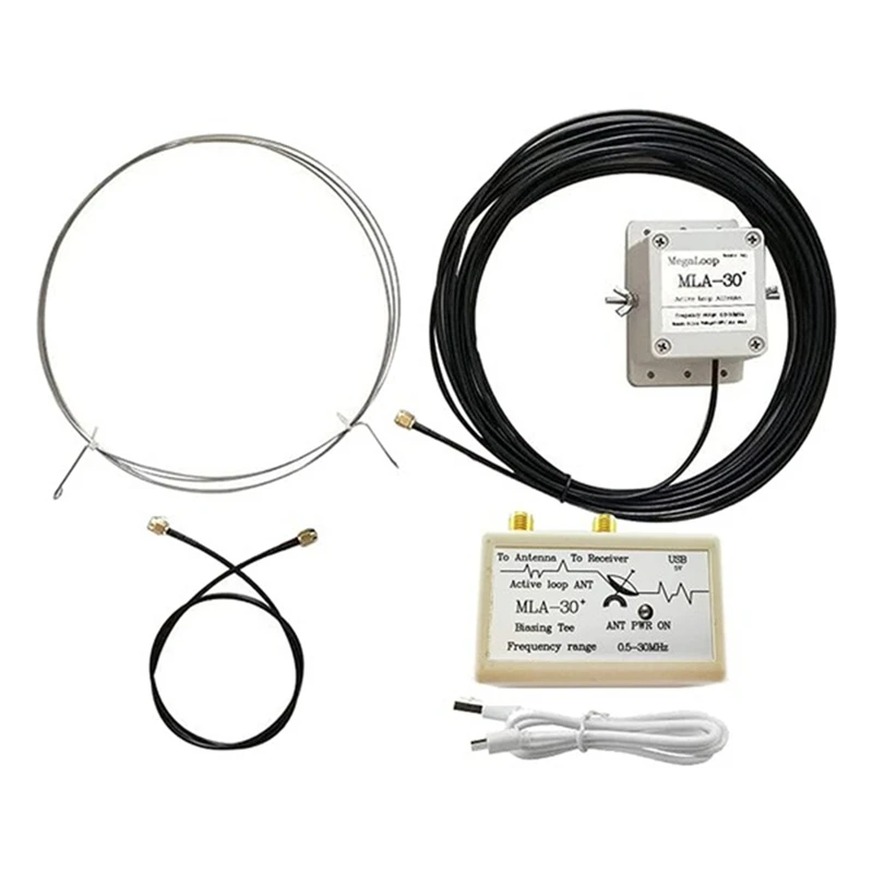 MLA-30 + Plus 0.5-30Mhz Ring Active ricevi Antenna SDR Loop Antenna Radio a onde corte medie a basso rumore onda corta durevole (3.5Mm)