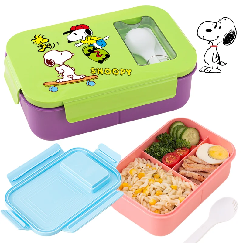

Snoopy Lunch Box Cute Cartoon Plastic Bento Boxes with Spoon Student Portable Food Storage Container School Picnic Fresh Box
