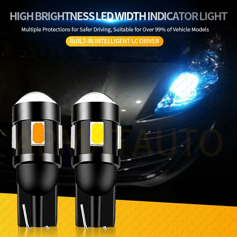 

10 шт. светодиодные автомобильные лампы для автомобильного чтения, сигнальные огни габарита W5W T10 192 194 168 белый/красный/синий/желтый/кристально-синий