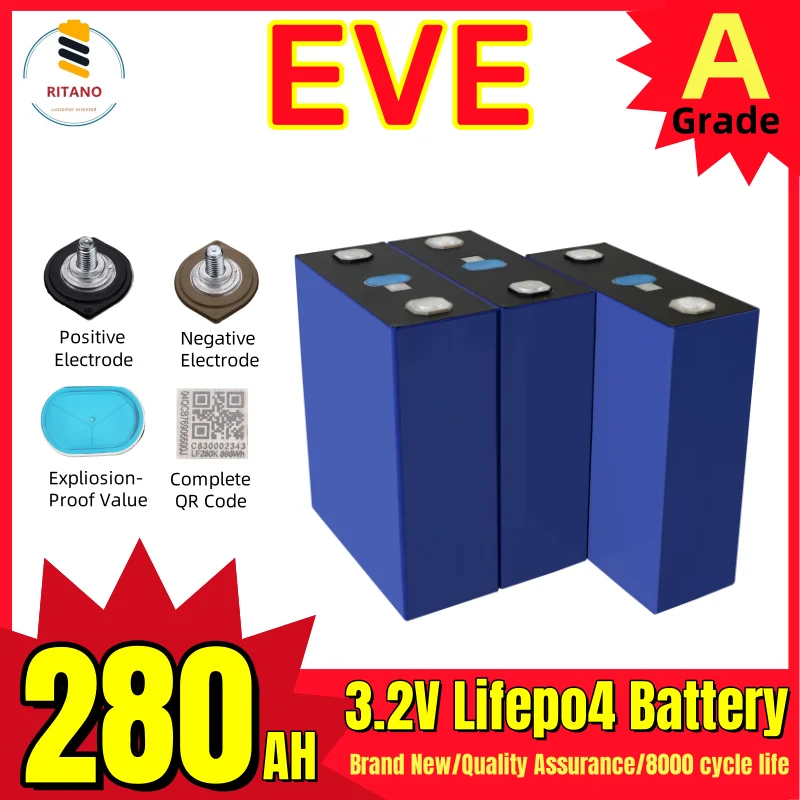 

8000 Cycle Hithium 280AHh Prismatic Solar lithium ion batteries Cell 3.2v 280Ah LiFePO4 Battery Energy Storage Battery