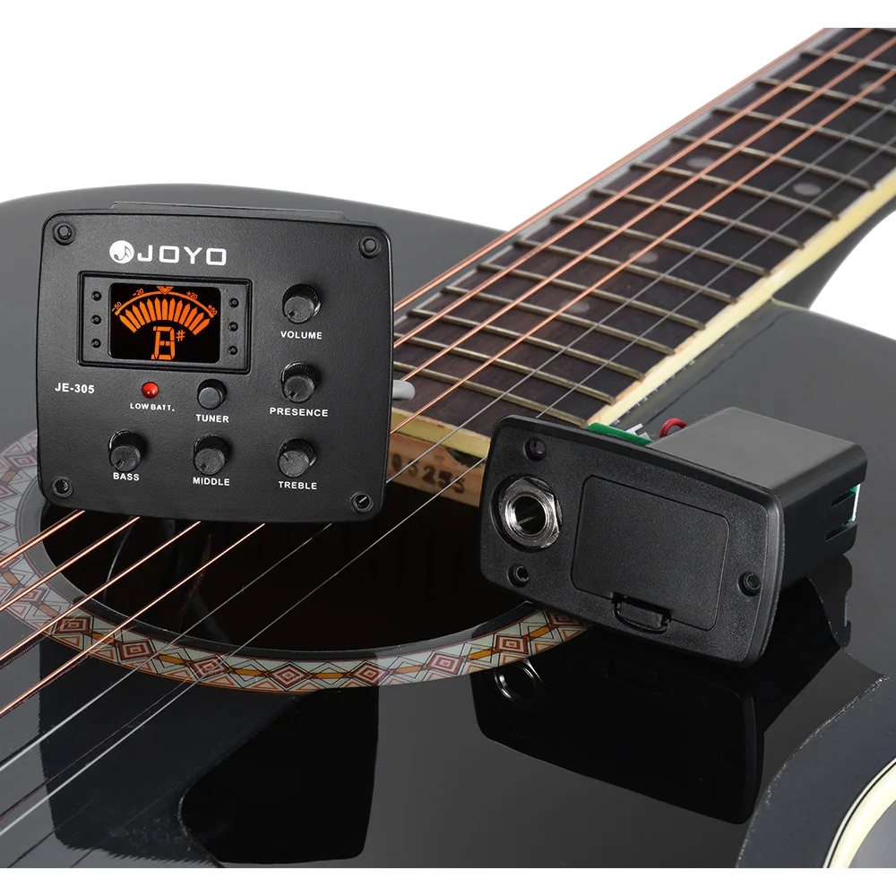 Pickup JE-305 Acoustic Guitar Piezo Pickup Preamp 4-Band EQ Equalizer Tuner System with LCD Display Guitar String Instrument Acc