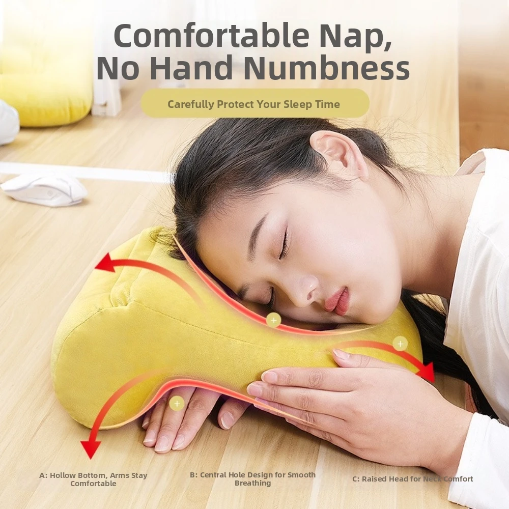 Breathable Nap Pillow Washable Multifunctional Waist Protection Pillow Hollow Design Ergonomic Sleeping Pillow for Travel Use