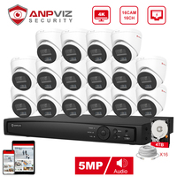 Anpviz 16CH 4K PoE Security Camera System 16pcs H.265+ Wired 8MP IP Cameras Color Night Vision 12MP PoE NVR for 24/7 Recording