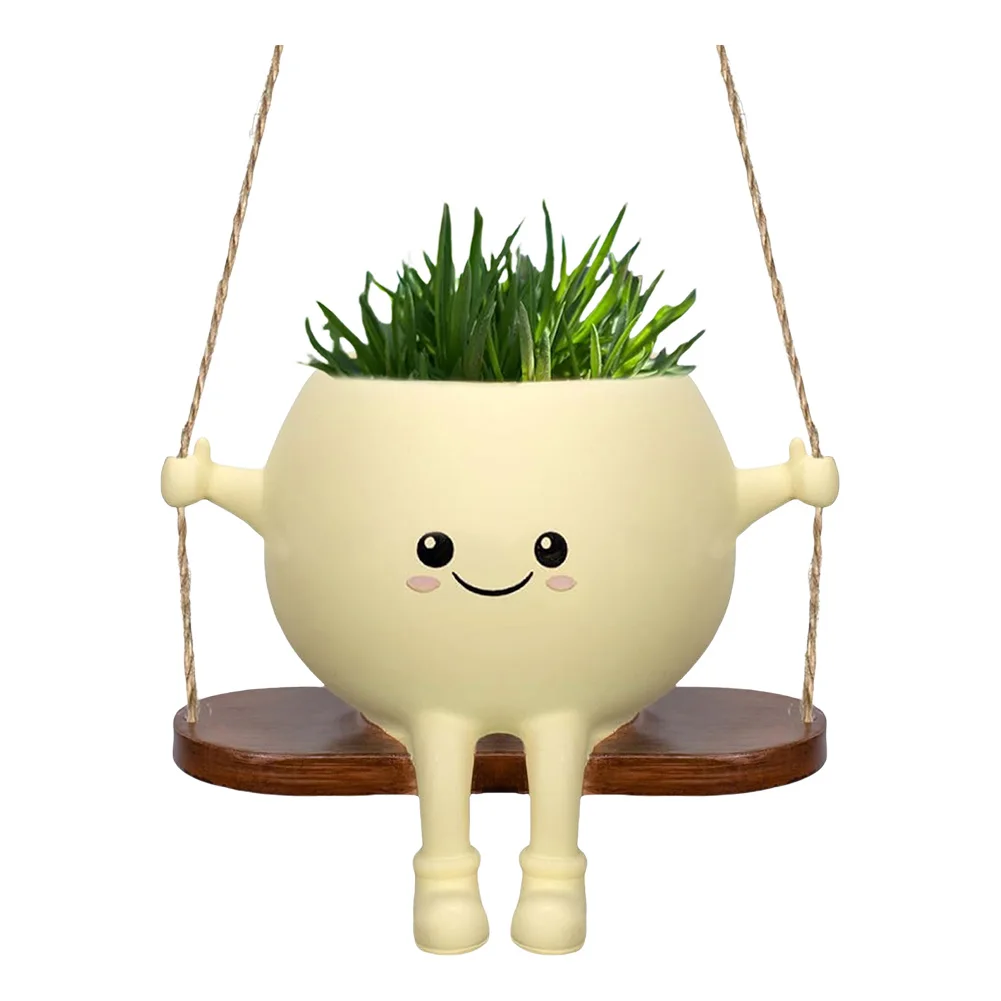 Creative Rocking Chair/Swing Face Planter Pot Succulent Planter Garden Pots Home Garden Supplies for Indoor Outdoor Plants