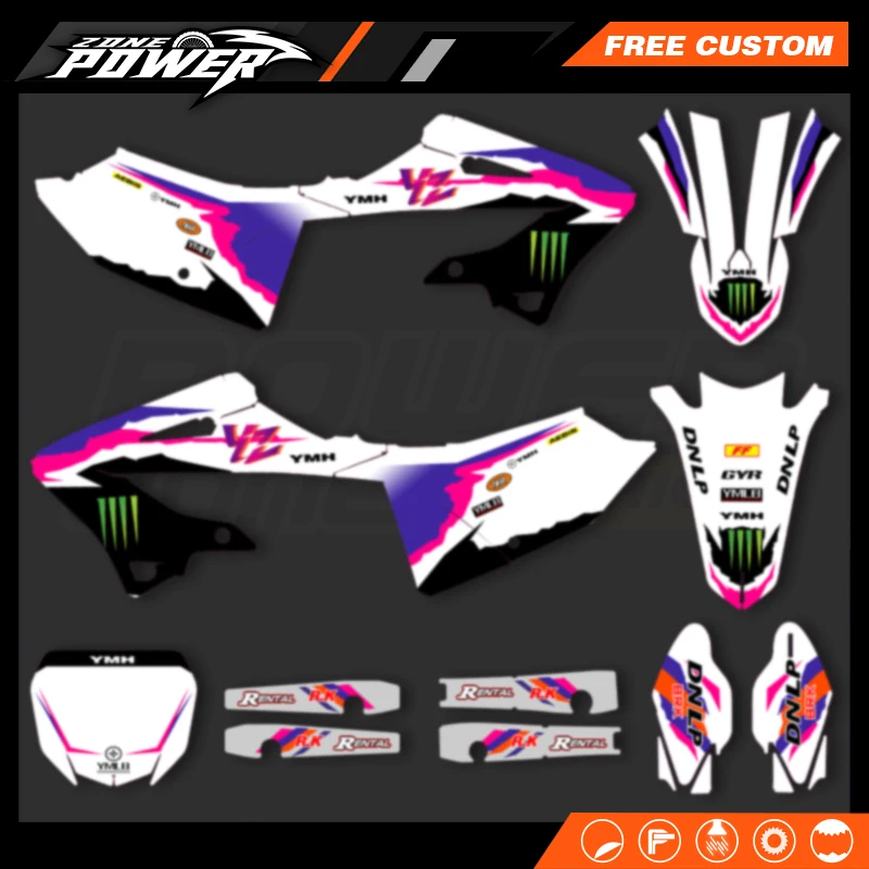 Powerzone Motorcycle Graphics Decals Sticker Kits for Yamaha YZ125 YZ250 2022 2023 2024 Custom Motorcycle Background Stickers 22