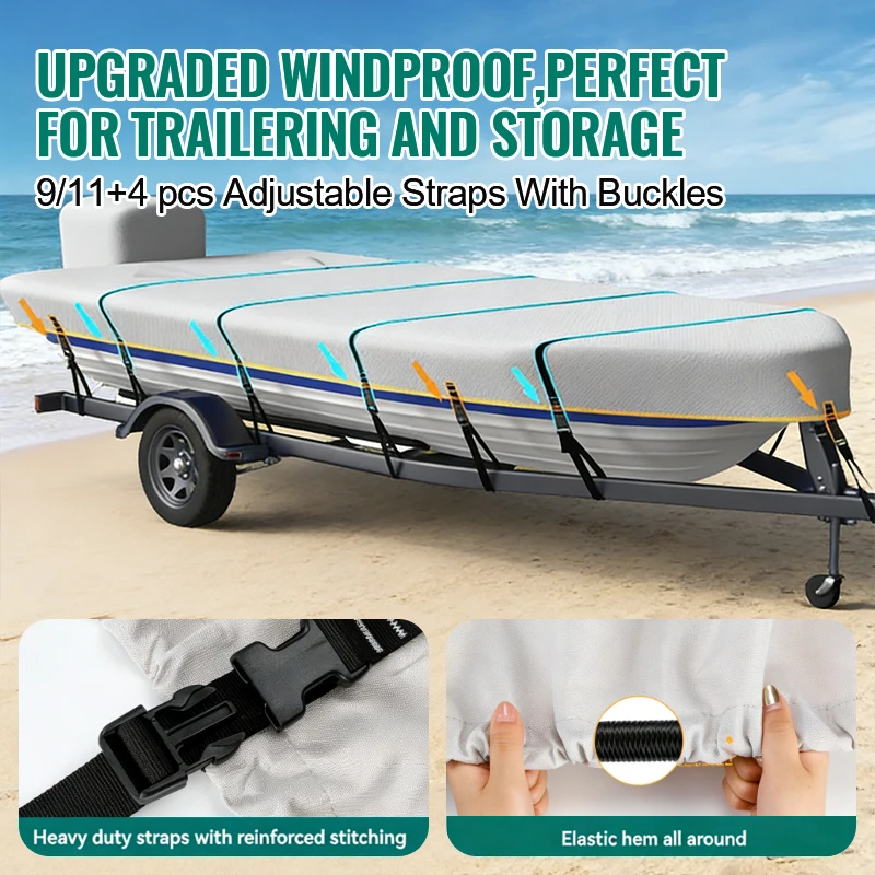 17' 18' 19' Waterproof Gray UV-protector Universal Trailerable Boat Cover Inflatable Pontoon Boat Cover
