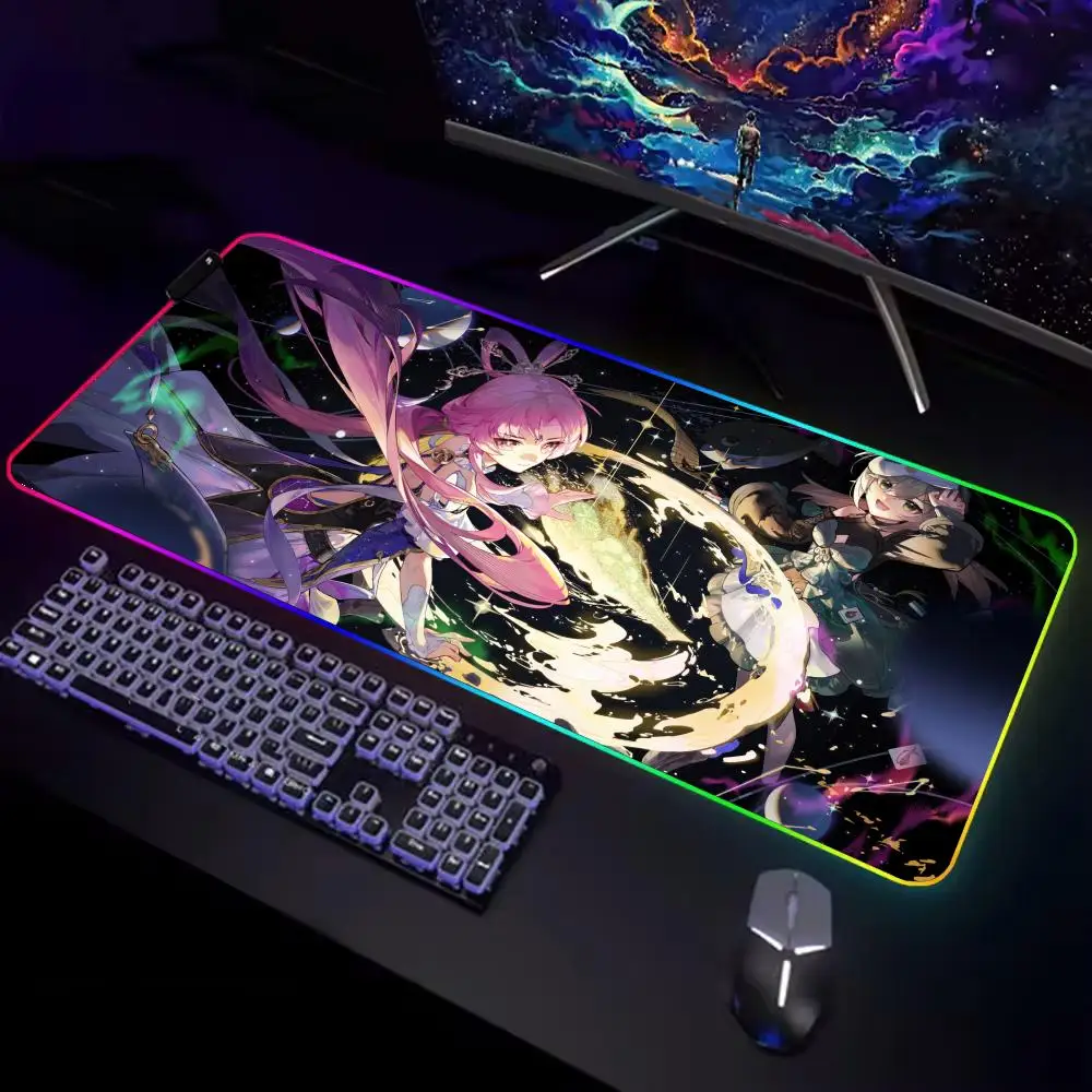 

Honkai Star Rail Mouse Pad Gamer Rgb Desk Mat Back Light Led Mousepad Setup Gaming Accessories Deskmat Big Mousepepad Backlight