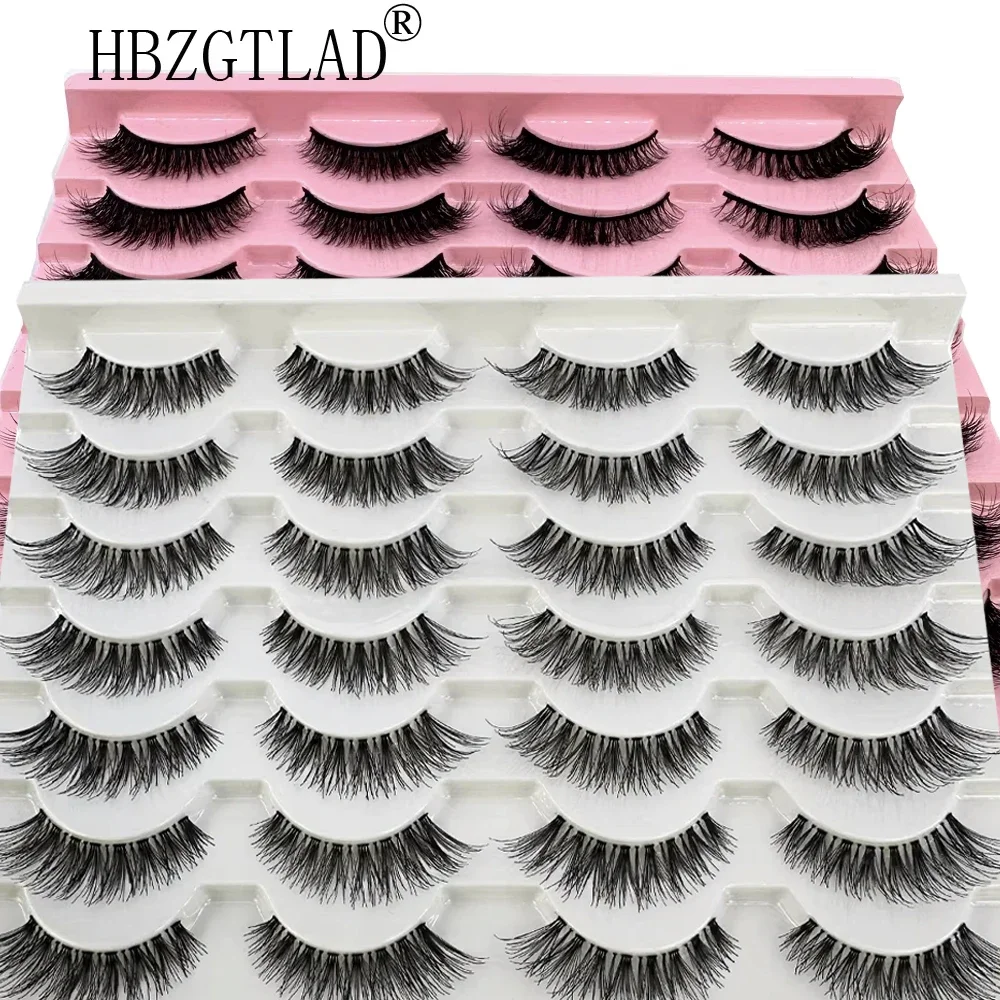 HBZGTLAD 14 Paar künstliche Wimpern mit vollem Streifen, voluminös, ultradicht, flauschig, natürlich, bionisch, Kunstfell, 3D-Stil mit konischem Schwanz