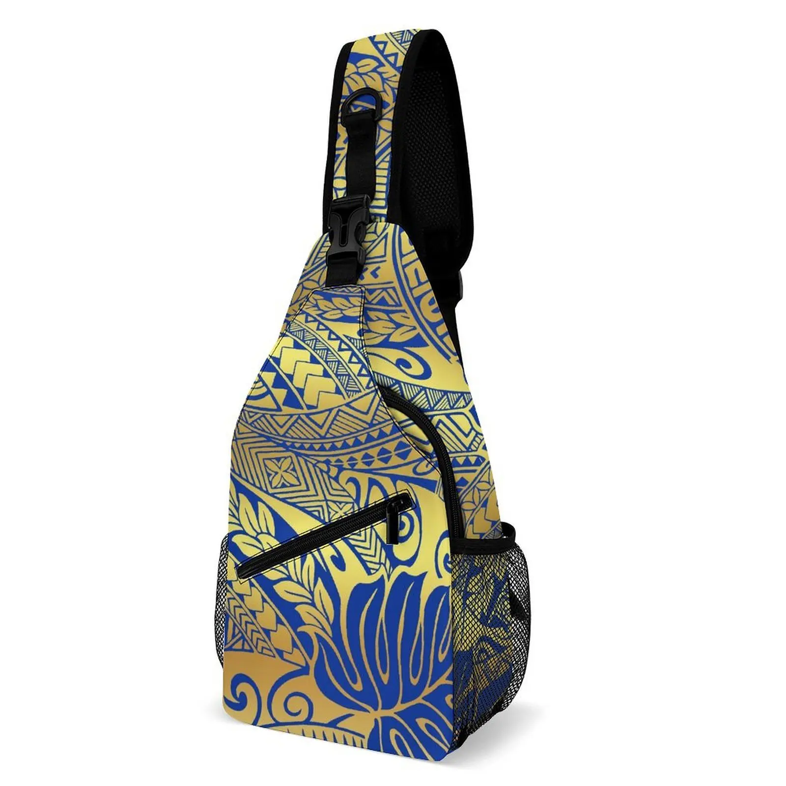 

Polynesian Custom Chest Bag Pattern Retro Art Suitable For Teenagers Men And Women Casual Chest Bag Single-Shoulder Backpack