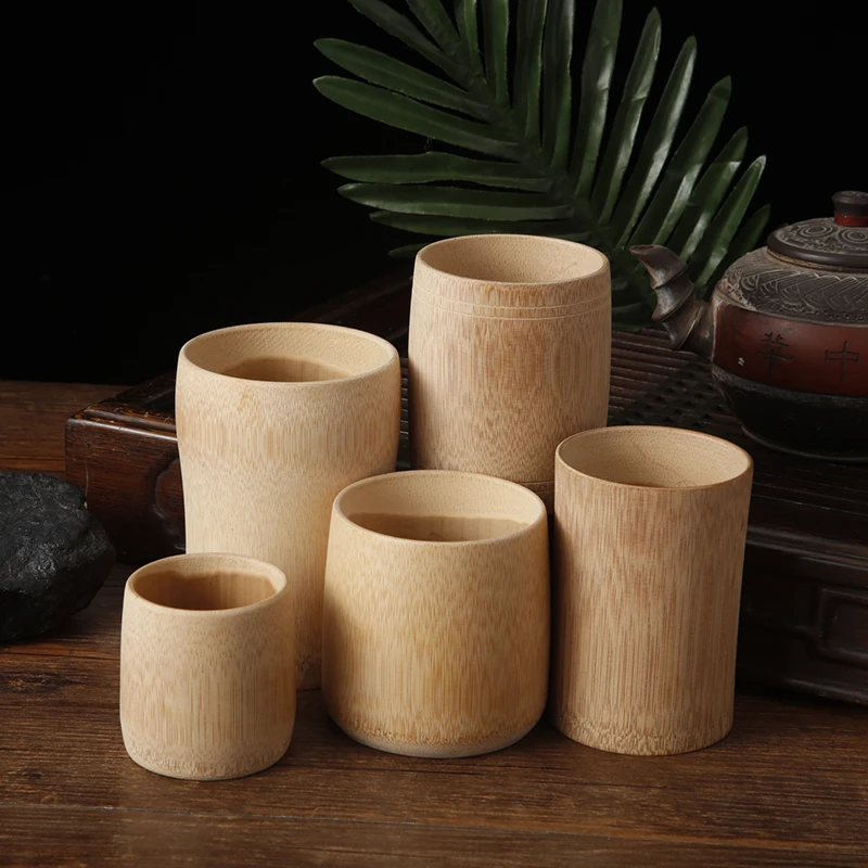 1PCS Japanische Sake Tasse Natürliche Bambus Teetassen Chinesische Holz Wasser Tasse für Tee Wein Kaffee Saft Trinken Becher Handmade – Detail 1