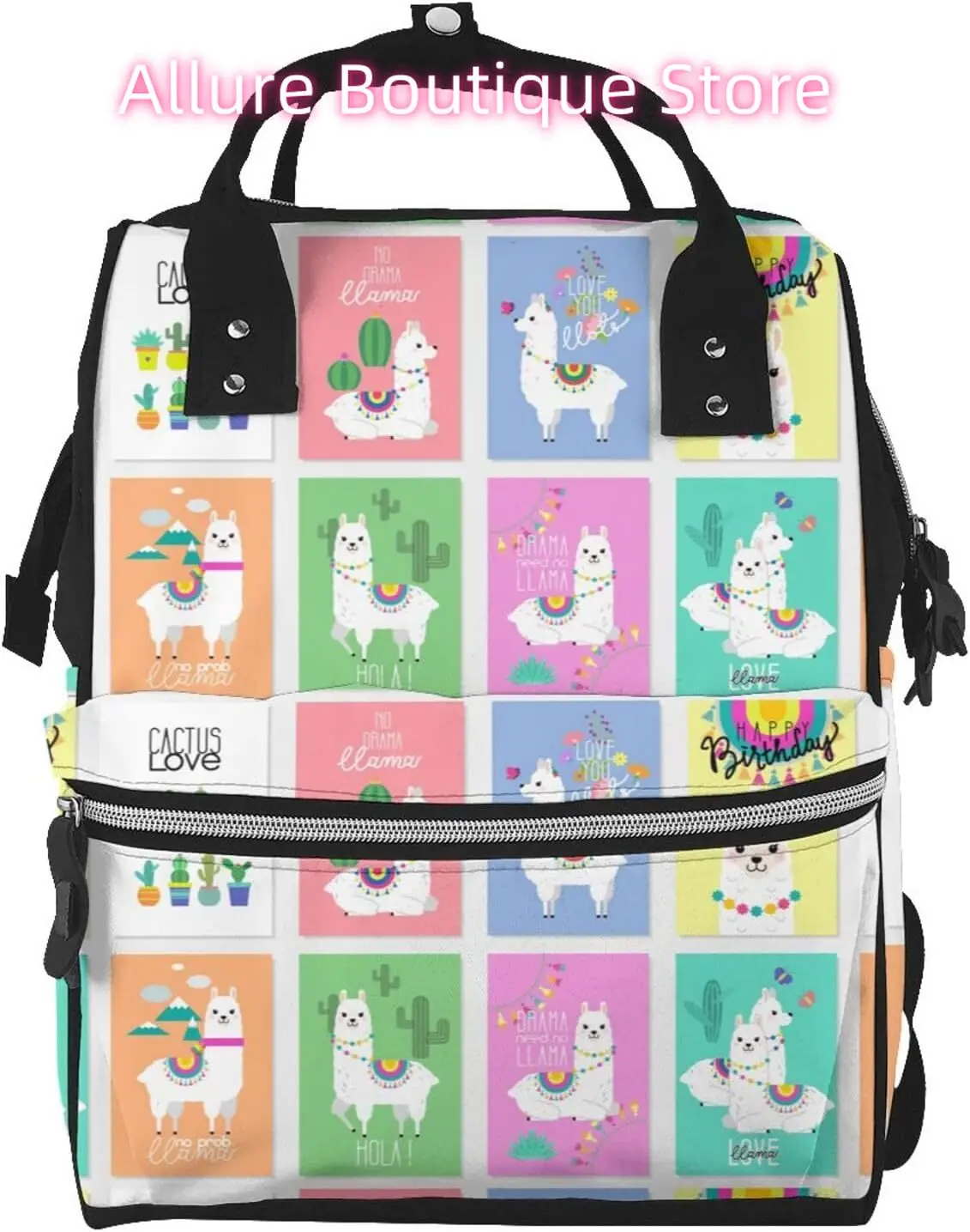 

Llama Theme Diaper Bag Backpack for Women Large Capacity Nappy Bag Multifunction Waterproof Mummy Backpacks for Mom Dad Essentia