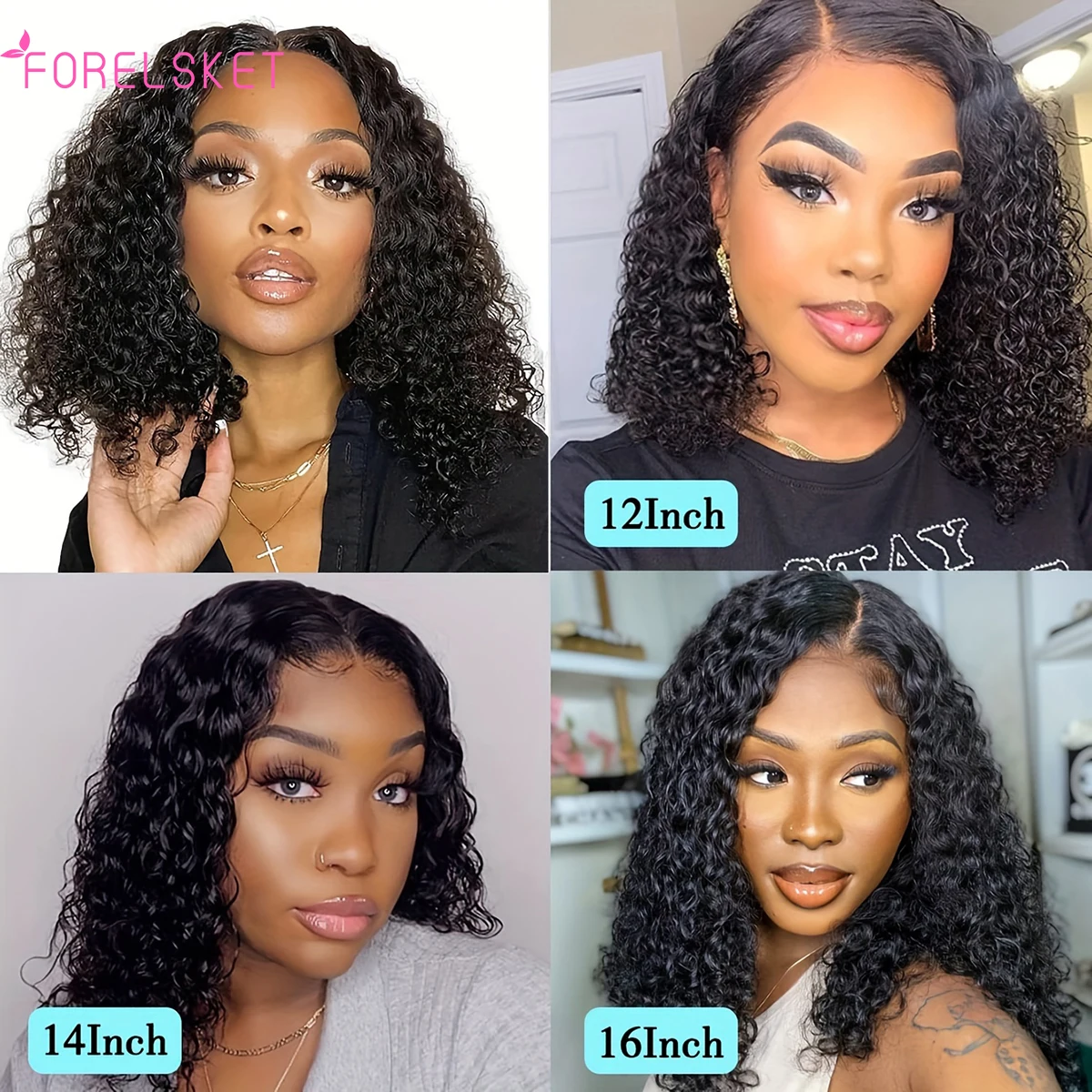 FORELSKRT Kinky Curly Bob Wig Ready To Wear 13X4 Lace Frontal Short Curly Bob Wigs 100% Human Hair Wigs For Women 180% Brazilian