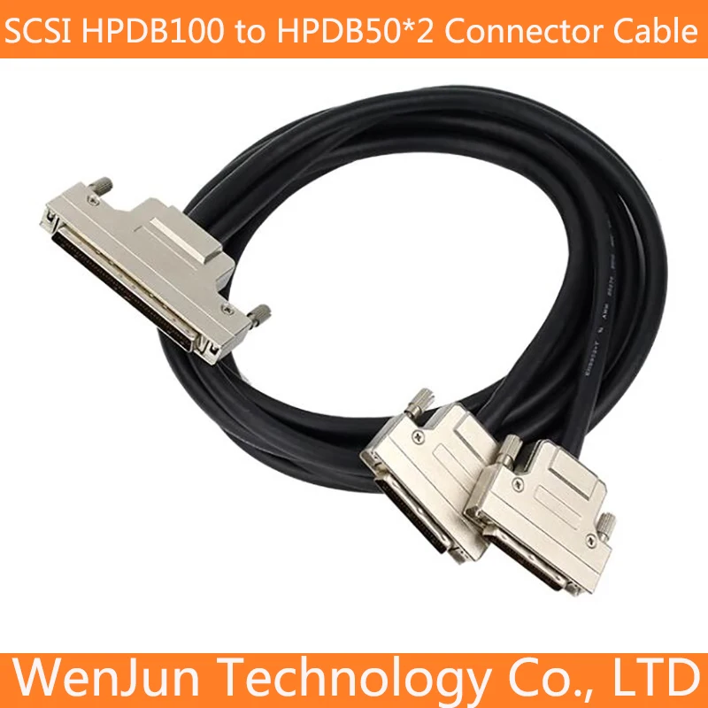 

SCSI HPDB100 to HPDB50*2 Connector Cable SCSI HPDB100 pin Male to Dual HPDB50 pin Male Data Cable with iron shell 1M 2M