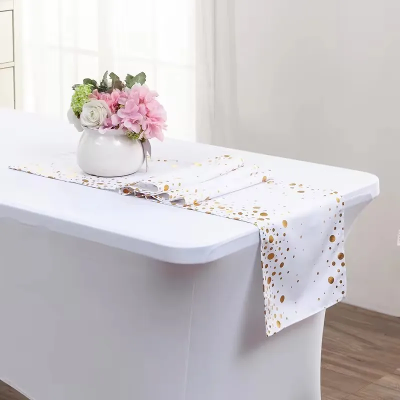 High Quality Hot Stamping Dot Printed Table Runner Simple Home Festival Decoration Table Runner New Solid Color Table Runner