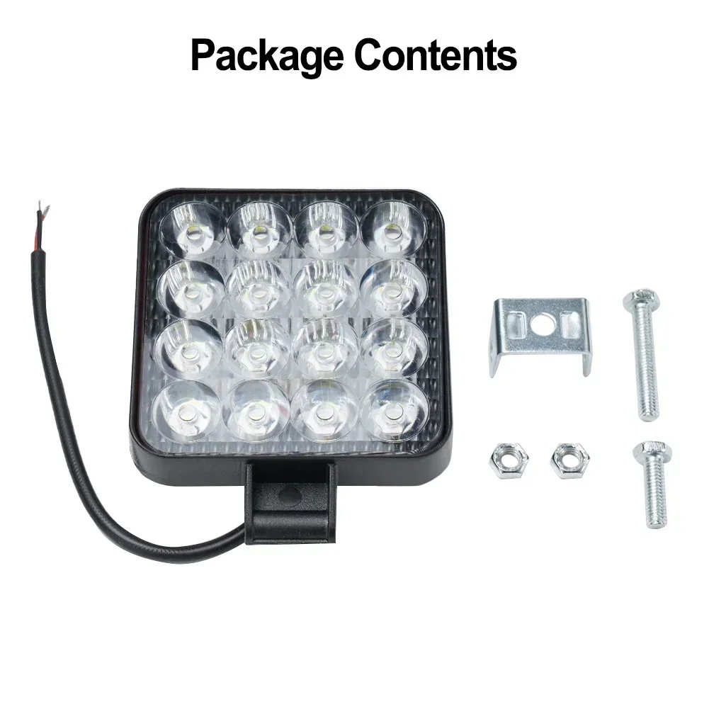 Spotlight Working Light Waterproof 12v 24v 1PCS 48w 16LED ABS+LED Accessories High Intensity Truck Off Road Tractor Dust Proof