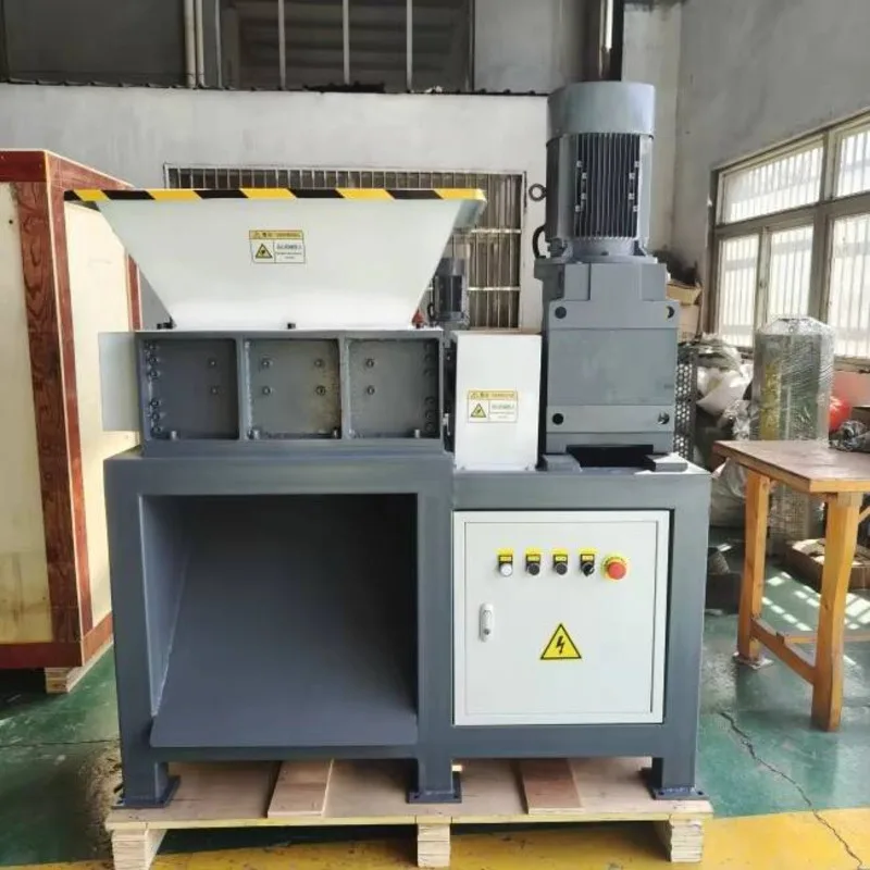 Waste Textile Fabric Double Shaft Gearbox Shredder Cardboard Metal Plastic Recycling Machine