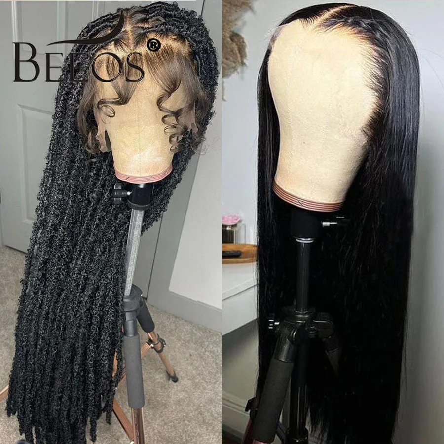 BEEOS 34in Real HD Full Lace Wig Silky Straight Braided Wigs Natural Pre plucked Lace Frontal Human Hair Wigs For Women Skinlike