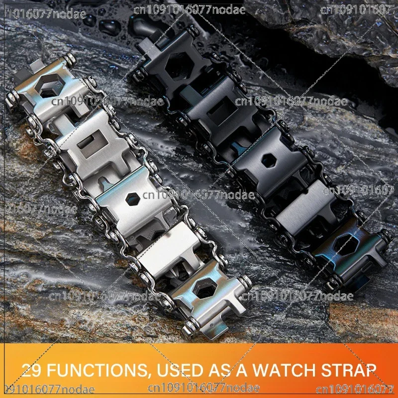 Multifunctional Bracelet Tool Stainless Steel Outdoor Bracelets 29 in 1 Bolt Screwdriver Bike Wrench Watch Strap Tools Kit