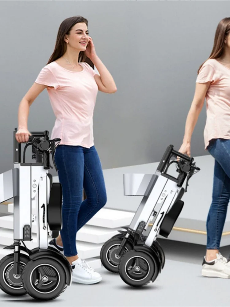 Nieuwe 3-wiel opvouwbare elektrische scooter voor volwassenen met stoel 36V 350W Lichtgewicht elektrische driewieler Draagbaar opvouwbaar voor vrouwen 45 km/u - afbeelding 2