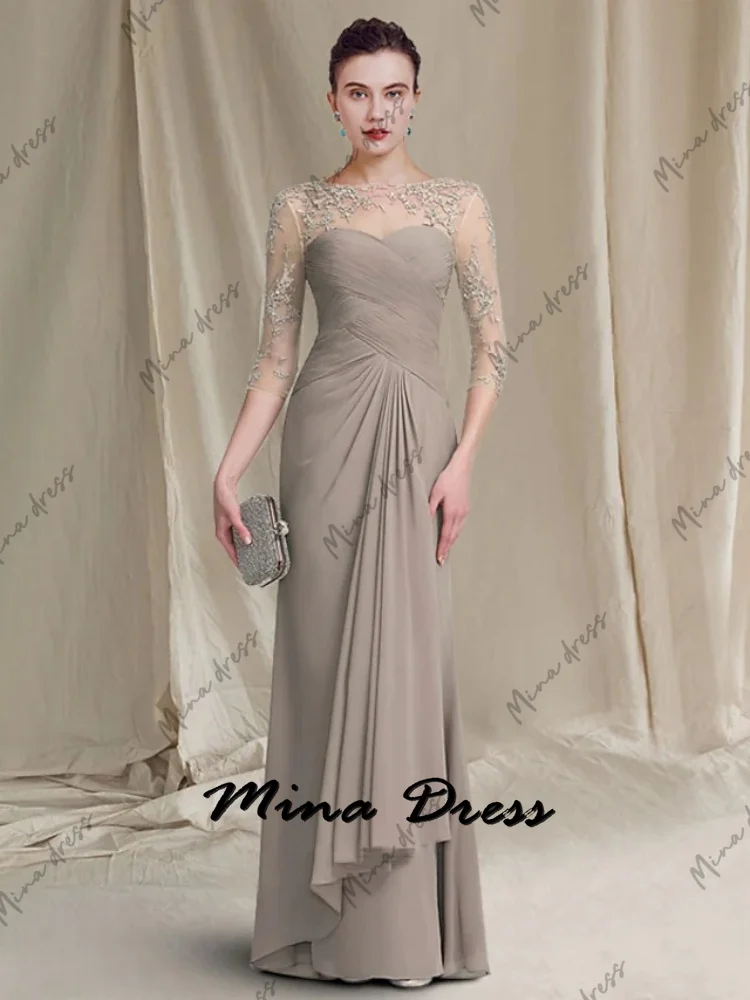 Mina Customized Graduation Dress Es Lace Mother of the Bride Gown Long Ruffle Evening Dresses for Formal Occasions Ball Gowns