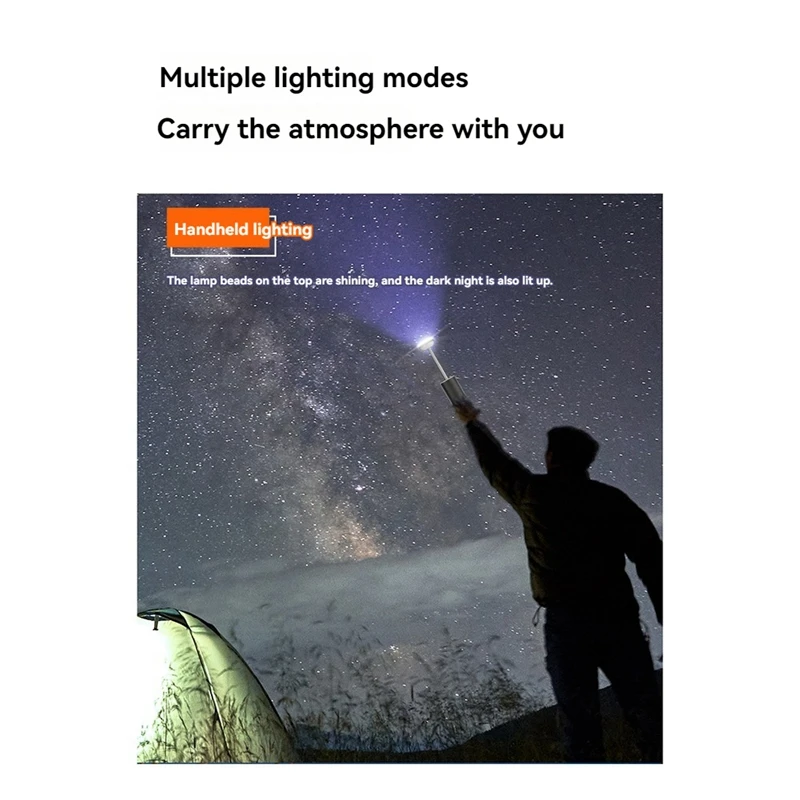 Linterna para acampar al aire libre, luces coloridas recargables de 8000Mah con imán, luz de tienda de emergencia portátil, iluminación de trabajo-AT64