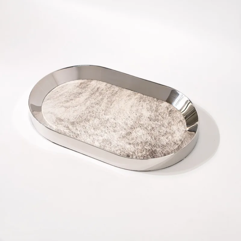 

Современный минималистичный металлический овальный лоток для хранения ювелирных изделий из конского волоса, украшения для гостиной, спальни, мягкая мебель, домашний декор