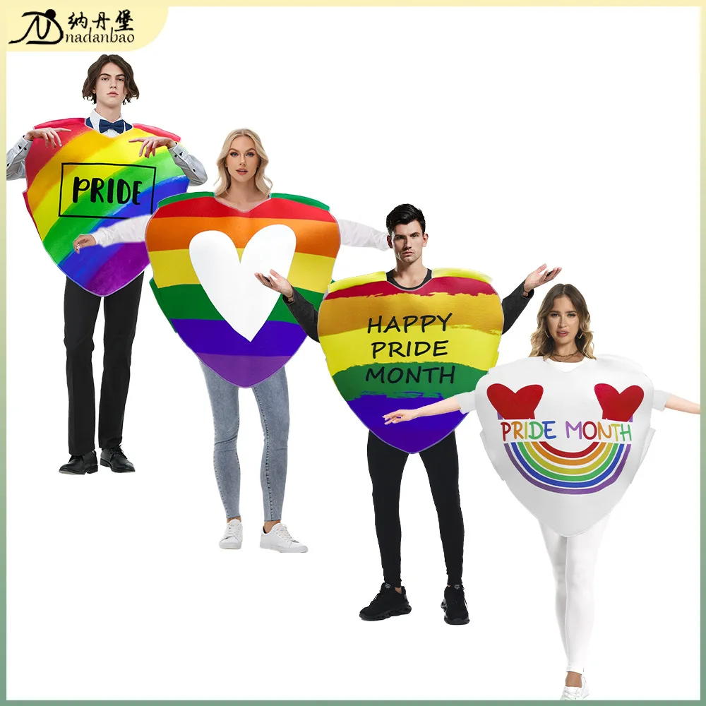 

Новая одежда для сценических игр Rainbow Love Sponge, одежда для выступлений с индивидуальной печатью, одежда для косплея