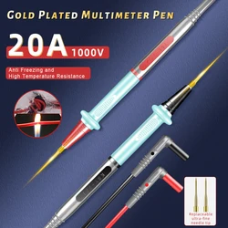 20A Silicone multimetro Meter Pen sonde ad ago in acciaio placcato oro puntali Tester 1000V cavi per cavi accessori per il rilevamento