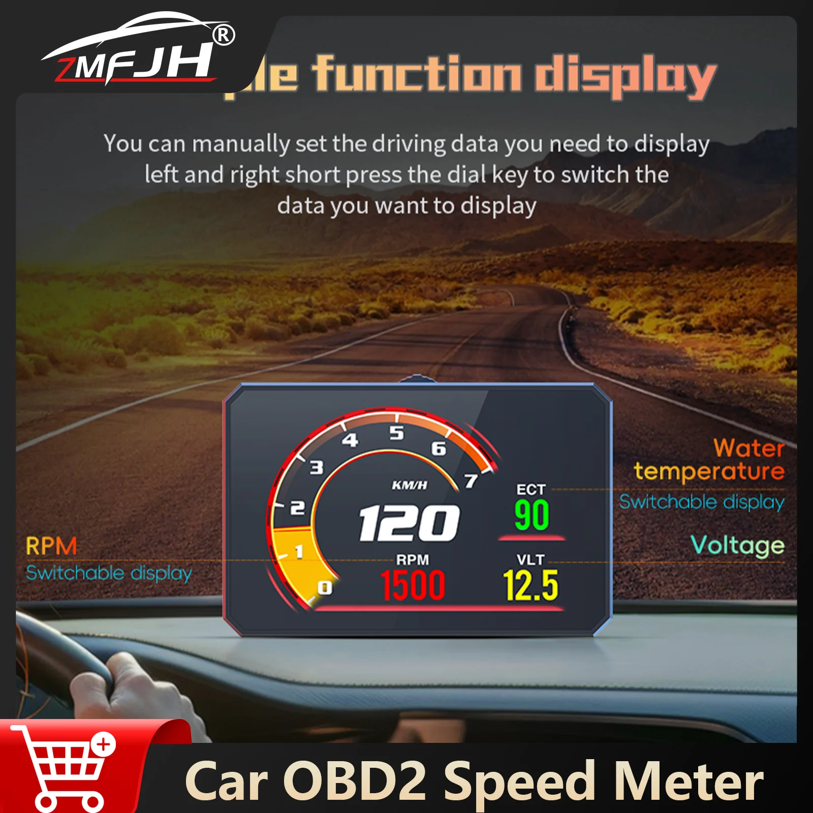 Цифровой автомобильный OBD2 Измеритель скорости OBD Проекционный дисплей Бортовой компьютер Автомобильный тахометр Спидометр Расхождение топлива Турбопресс
