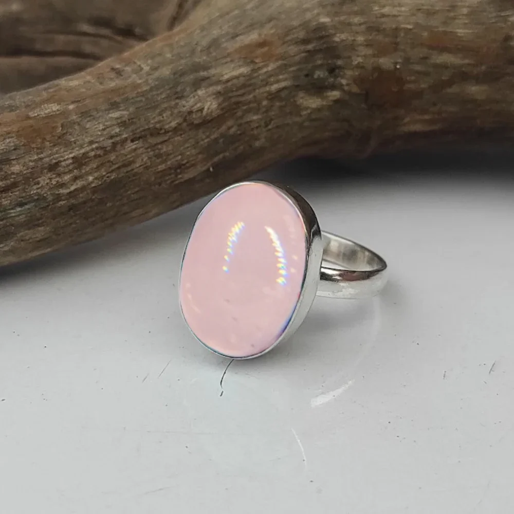 1 Pc Vintage Pink Artificial Crystal Love Artificial Crystal Natural Stone Ring Bohemian Ring Therapy Artificial Crystal Ring Valentine's Day Thanksgiving Mother's Day Christmas Gift Ring Women's Daily Casual Jewelry Ring Essential Jewelry for Girls
