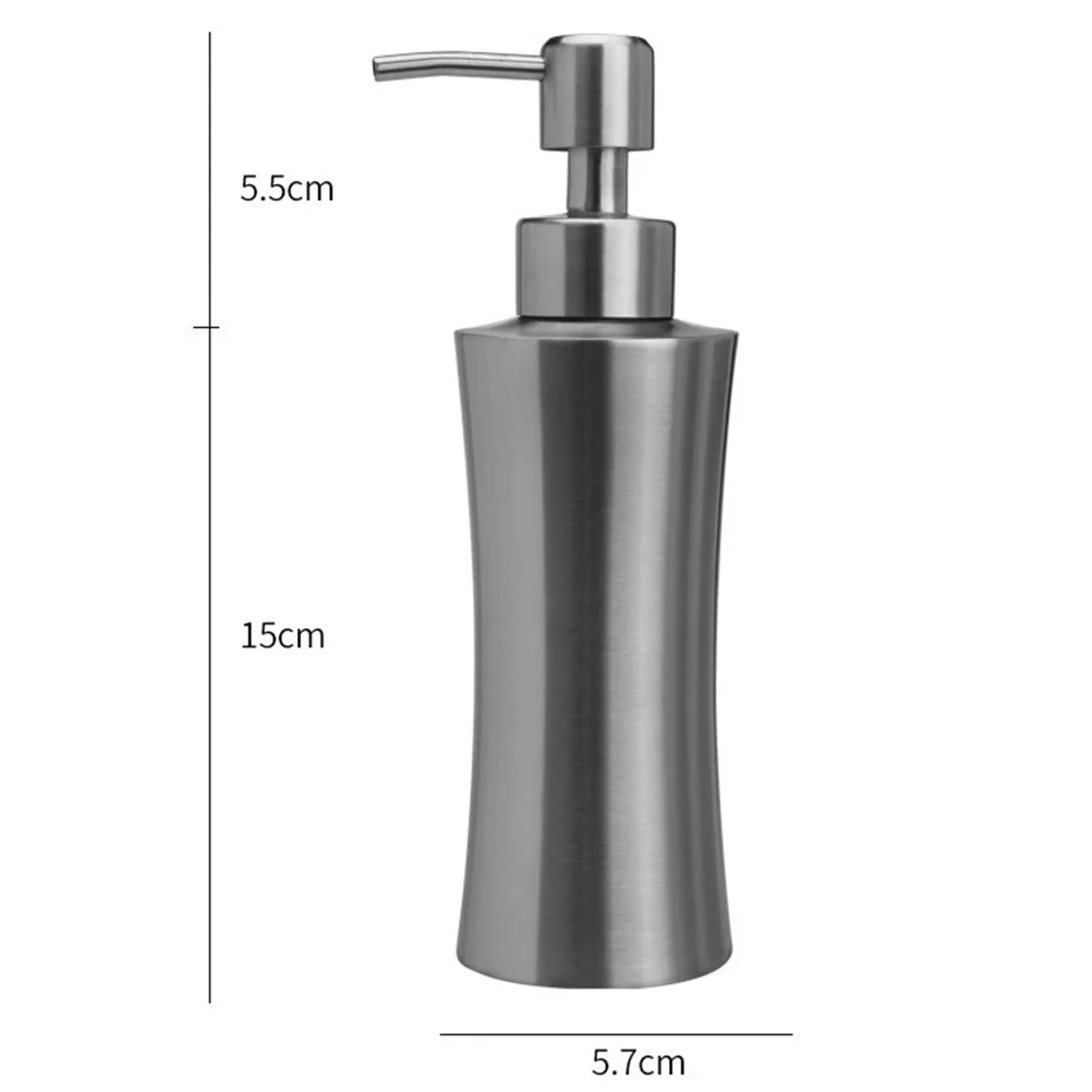 

1 шт., бутылка для лосьона из нержавеющей стали 304, дозатор мыла для рук, многоразовая бутылка для мыла и шампуня для ванной комнаты (серебро, 250 мл)