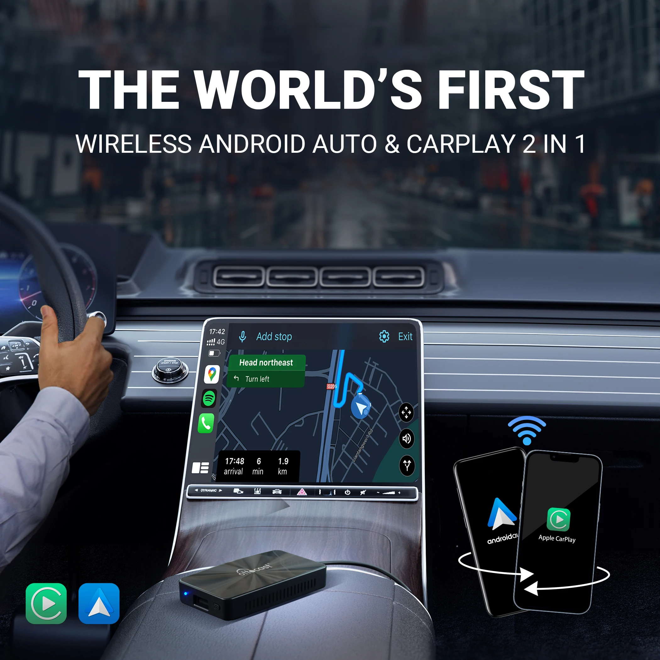 Ottocast Wireless Android Auto CarPlay 2 in 1 Box Dongle U2 X PRO Adapter For VW Kia Audi Benz Nissan Toyota Volvo Skoda Mazda