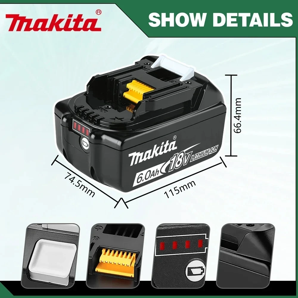 

Original Makita 6Ah/5Ah//3Ah for Makita 18V Battery BL1830B BL1850B BL1850 BL1840 BL1860 BL1815 Replacement Lithium Battery