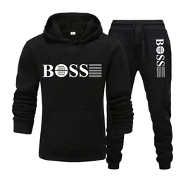 2 Stuks Set Trainingspak Sweatshirt Met Capuchon + Trekkoord Broek Mannelijke Sport Hoodies Hardloopsportkleding Heren Dames Merk Herfst Winter